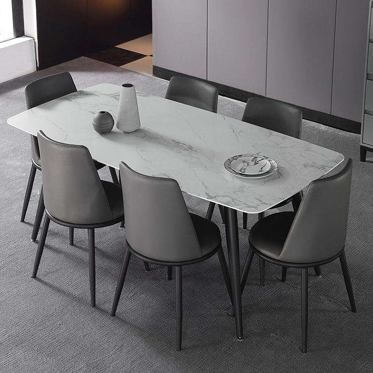 Modern 1/4/5/7 Pieces Dining Set Sintered Stone Top Dining Table with Leather Chairs