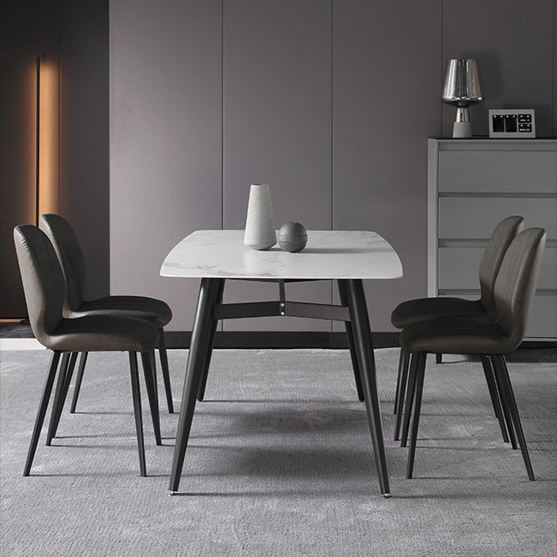 Modern 1/4/5/7 Pieces Dining Set Sintered Stone Top Dining Table with Leather Chairs