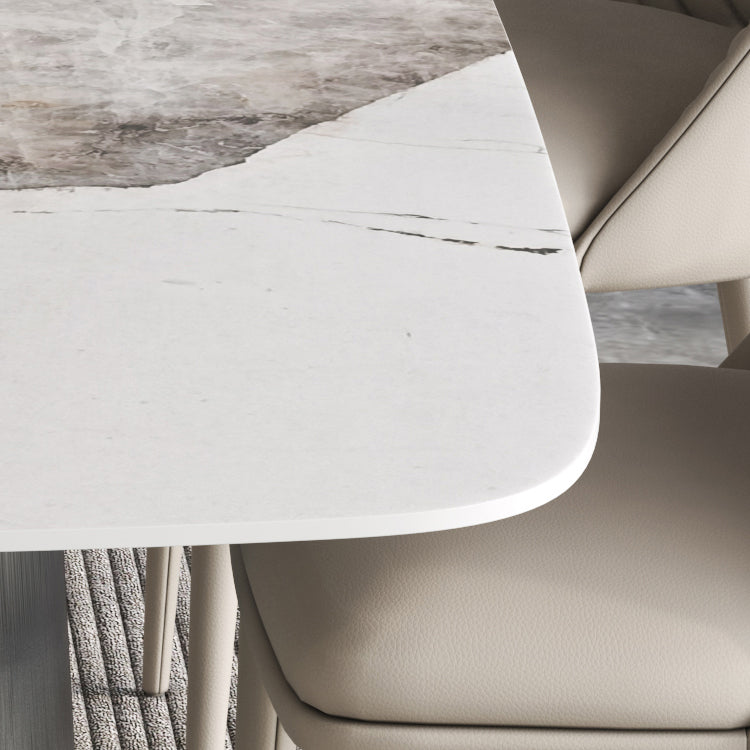 Designer Style 1/3/4/7 Pieces Dining Set Sintered Stone Dining Table with Leather Chairs