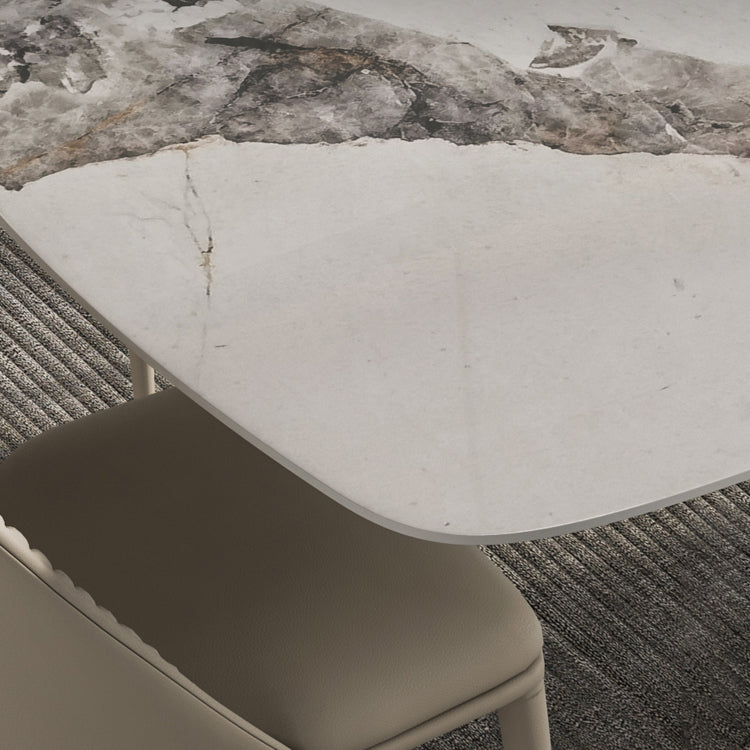 Designer Style 1/3/4/7 Pieces Dining Set Sintered Stone Dining Table with Leather Chairs