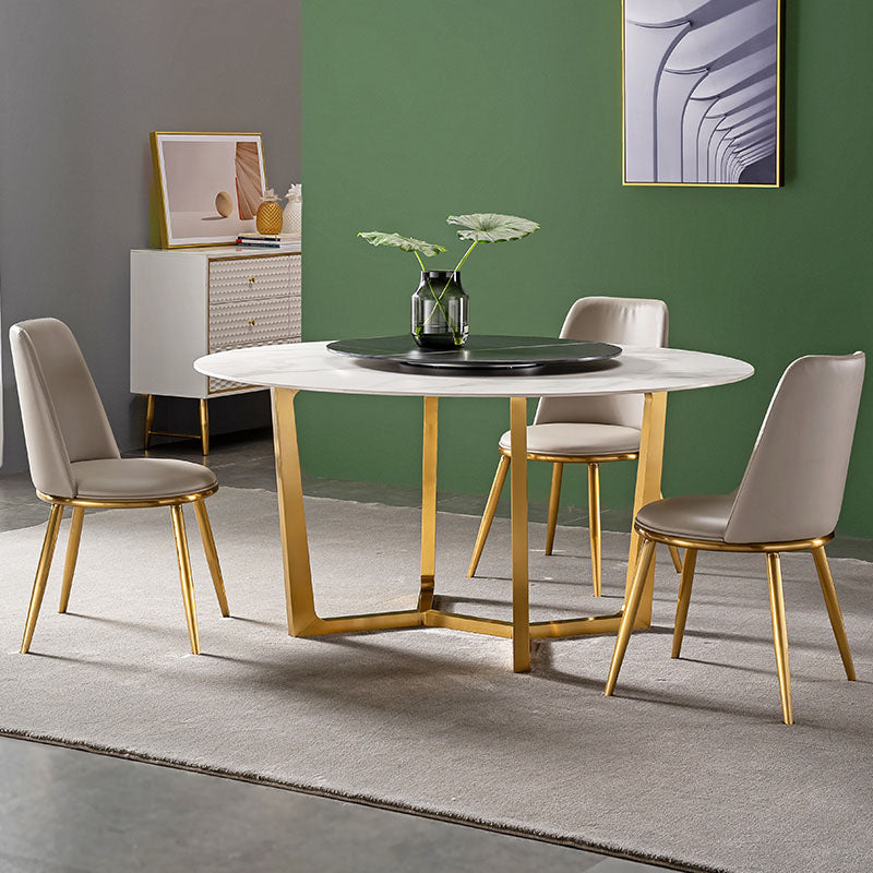 1/2/4/5/7 Pcs Dining Chairs Set Round Sintered Stone Top Dining Room Set