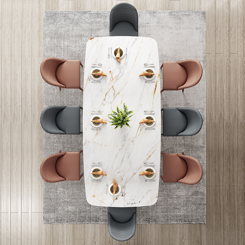 1/4/6/9 Pcs Dining Chairs Set White Rectangular Dining Set with Leather Chairs