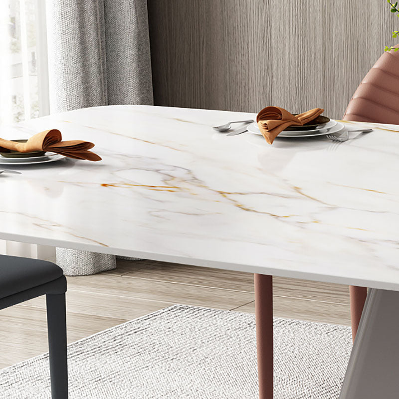 1/4/6/9 Pcs Dining Chairs Set White Rectangular Dining Set with Leather Chairs