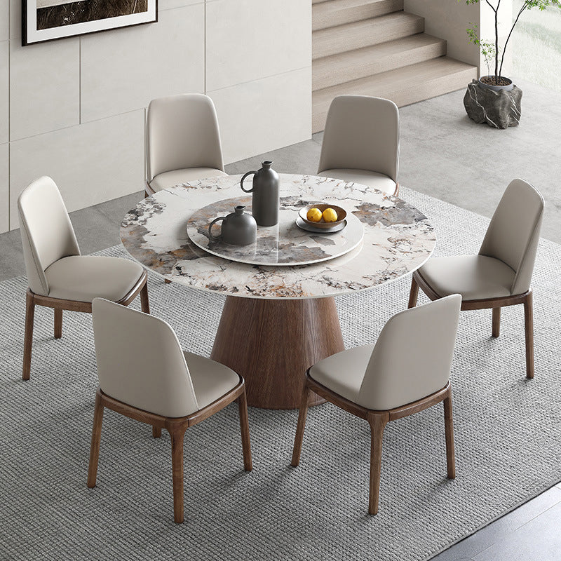Modern 1/4/5/7 Pieces Dining Sintered Stone Dining Table Set for Kitchen with Wood Legs