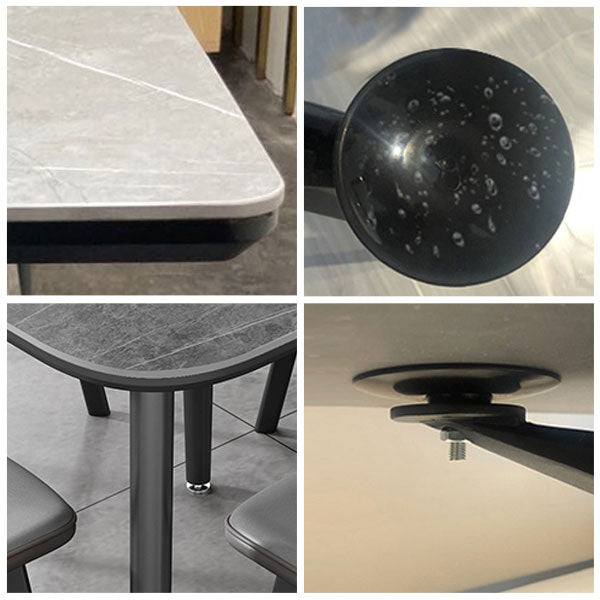 Mesa de comedor industrial de metal mesa de piedra sinterizada con 4 patas