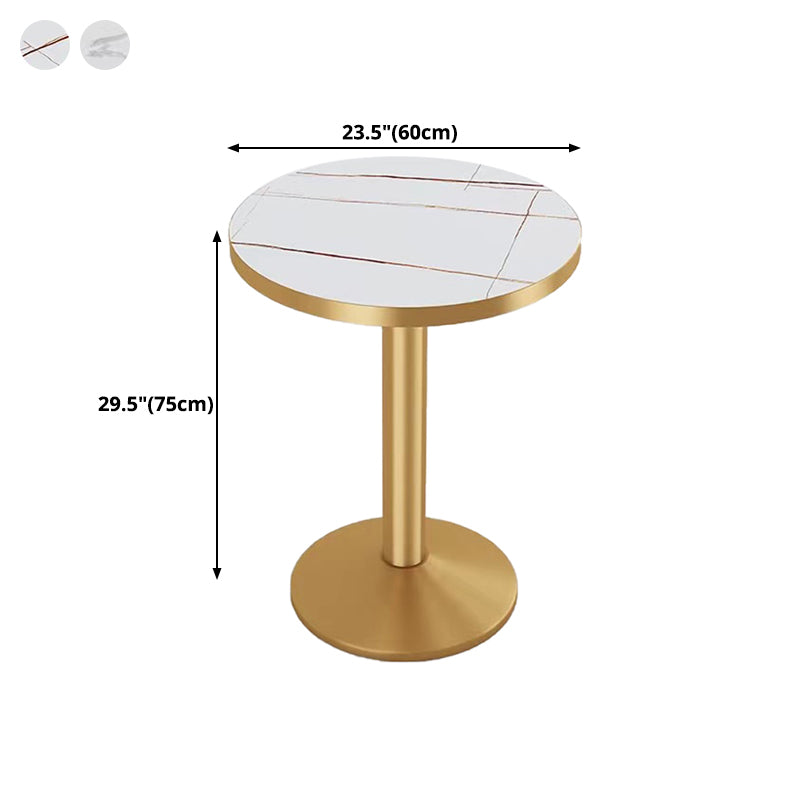 Industrial White Table for Restaurant Dining Table with Metal Base in Gold
