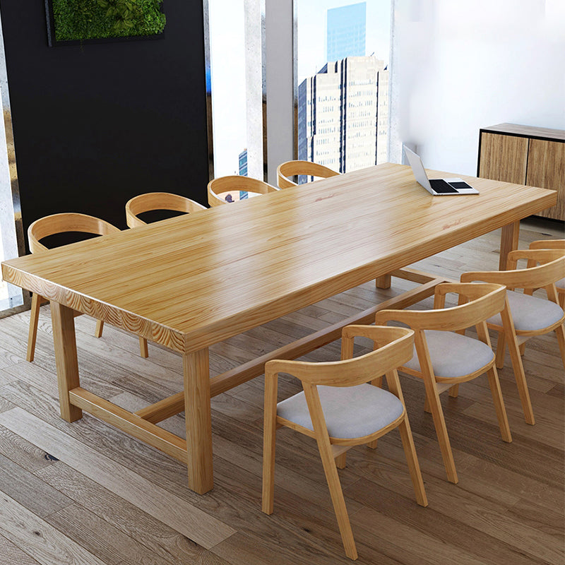 Mesa de comedor industrial de madera maciza mesa de madera con base de caballete