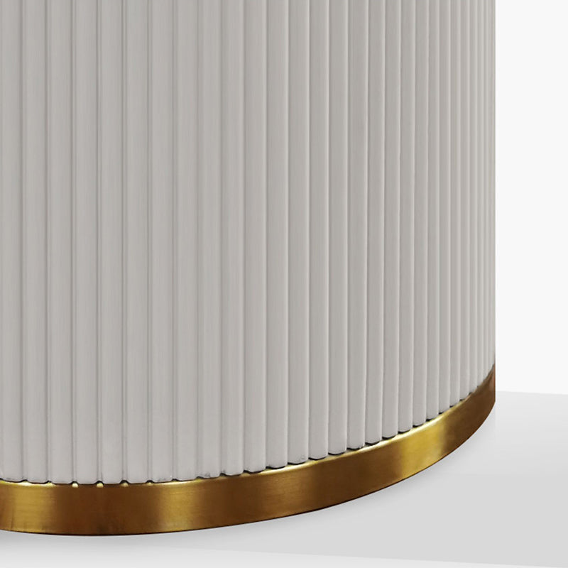 Luxury White Tone Dining Table Sintered Stone Table with Double Pedestal