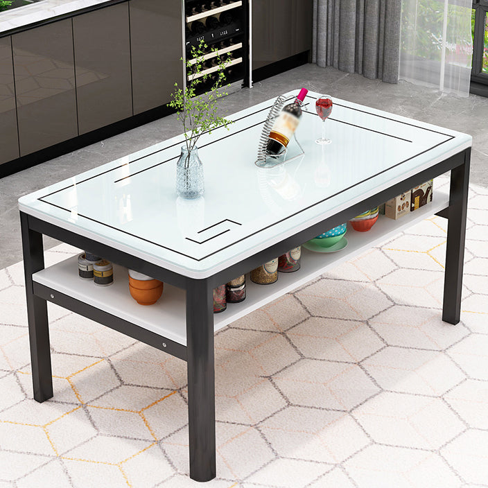 Glas modernes Rechteck Esstisch Glasplatte für Esszimmer und Küche