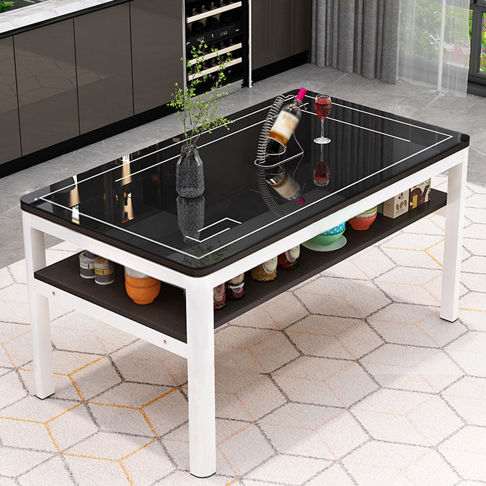 Glas modernes Rechteck Esstisch Glasplatte für Esszimmer und Küche