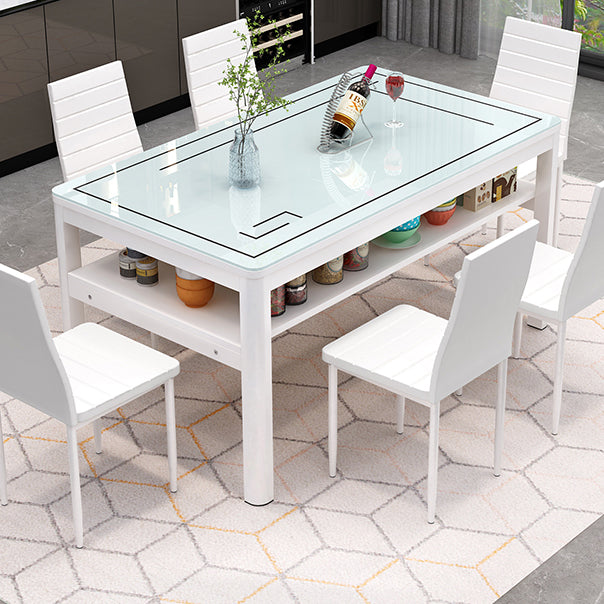 Glas modernes Rechteck Esstisch Glasplatte für Esszimmer und Küche