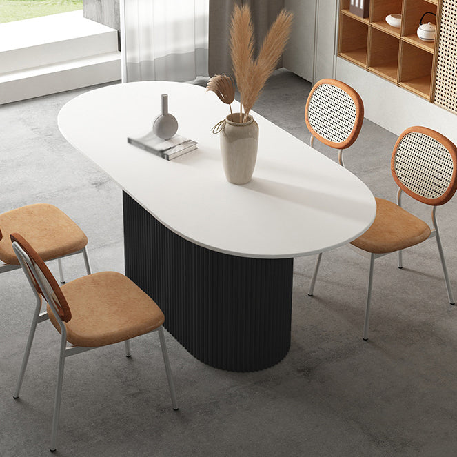 Solid Wood Base Contemporary Oval Dining Table Pedestal Table for Dining Room