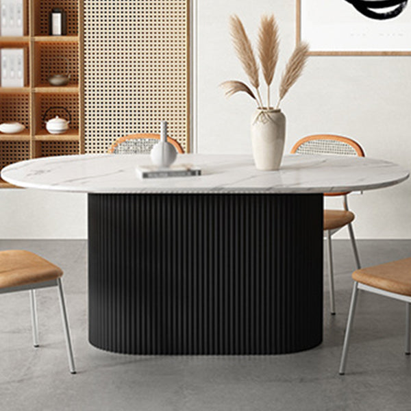 Solid Wood Base Contemporary Oval Dining Table Pedestal Table for Dining Room