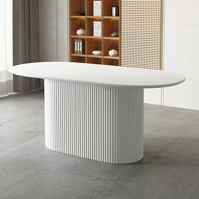 Solid Wood Base Contemporary Oval Dining Table Pedestal Table for Dining Room
