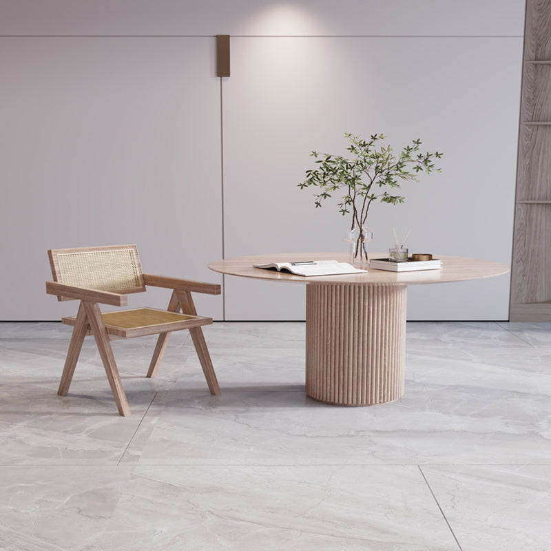Solide houten ronde tafel voor restaurant moderne houten tafel met voetstukbasis