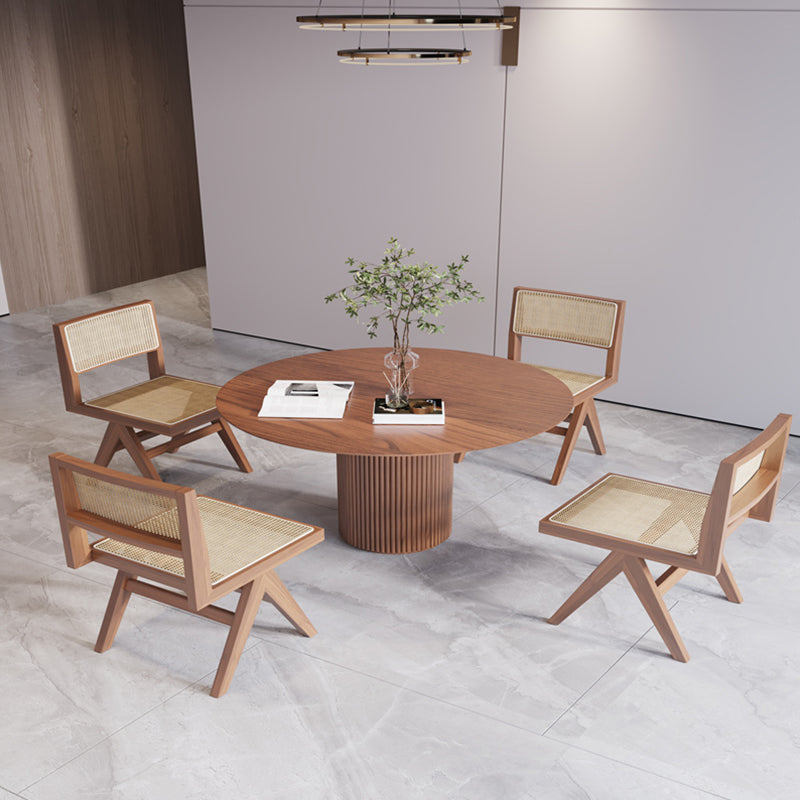 Solide houten ronde tafel voor restaurant moderne houten tafel met voetstukbasis