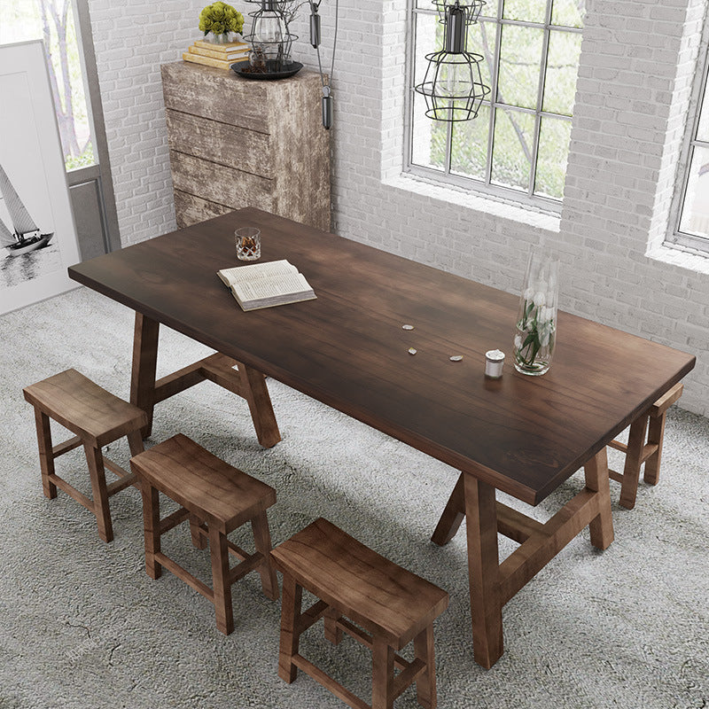 Mesa de comedor de madera sólida Mesa de comedor de madera rectangular de pino con base de trineo
