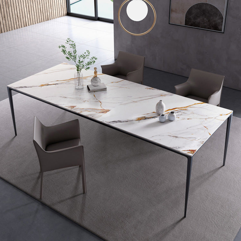 Eettafel met stenen blad Eigentijdse eettafel met 4 poten in zwart
