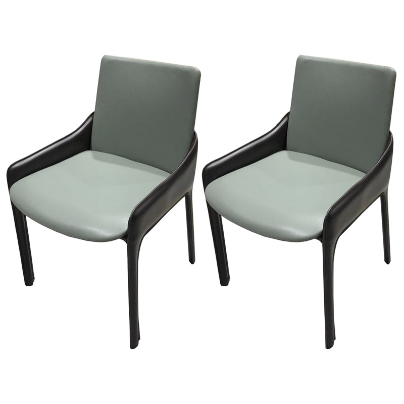 Silla de comedor de metal moderno, silla de comedor con brazo de cuero para uso doméstico