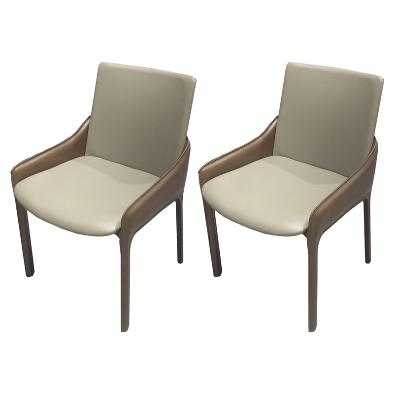 Silla de comedor de metal moderno, silla de comedor con brazo de cuero para uso doméstico