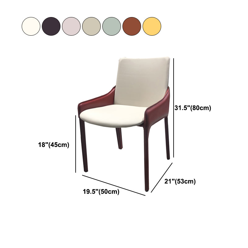 Silla de comedor de metal moderno, silla de comedor con brazo de cuero para uso doméstico