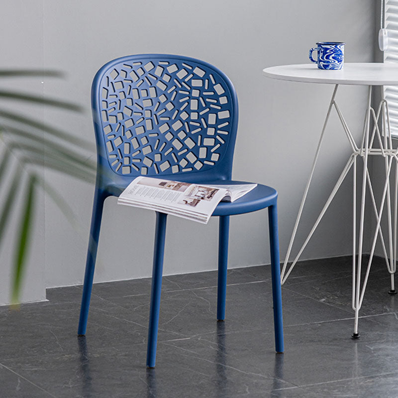 Scandinavische open achterkant Dining Side stoel Plastic Dining Armless Stoel