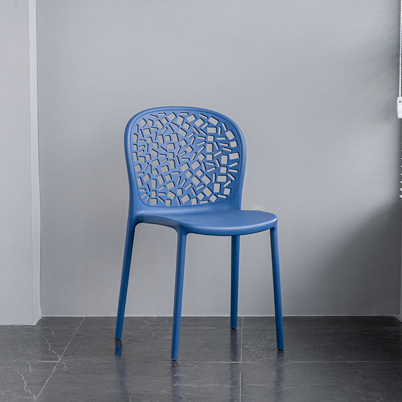 Scandinavische open achterkant Dining Side stoel Plastic Dining Armless Stoel