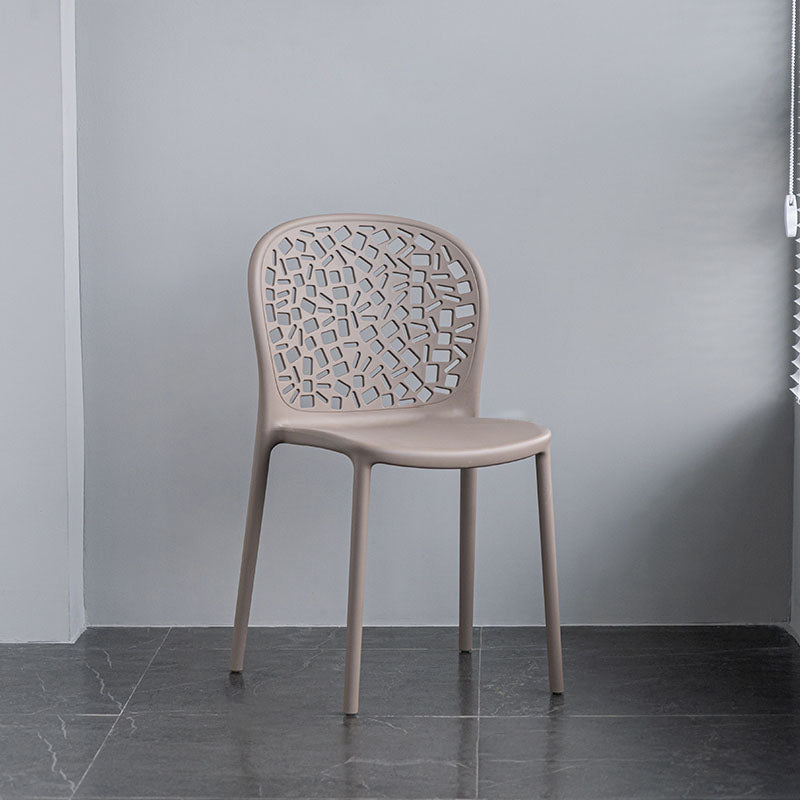 Scandinavische open achterkant Dining Side stoel Plastic Dining Armless Stoel