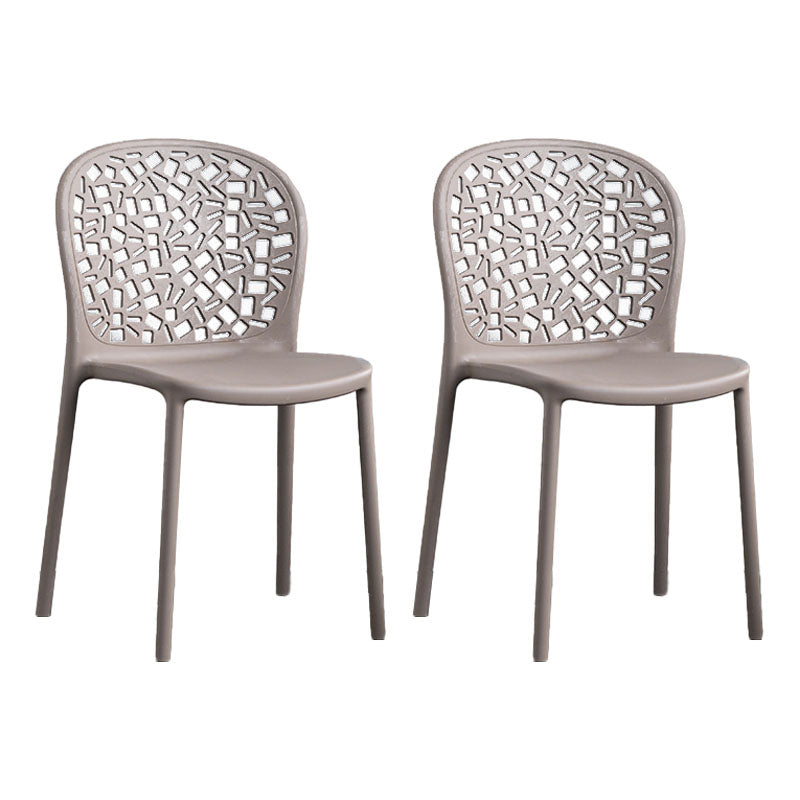 Scandinavische open achterkant Dining Side stoel Plastic Dining Armless Stoel