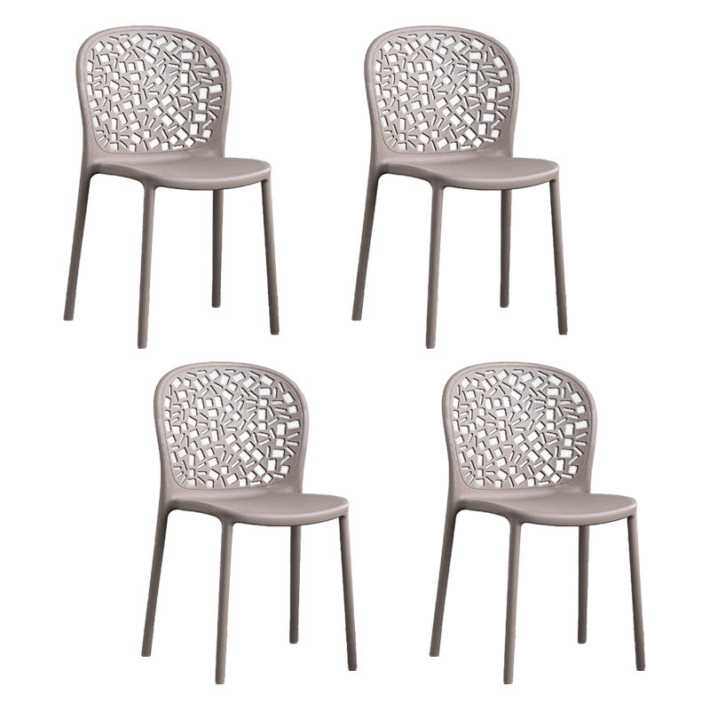 Scandinavische open achterkant Dining Side stoel Plastic Dining Armless Stoel