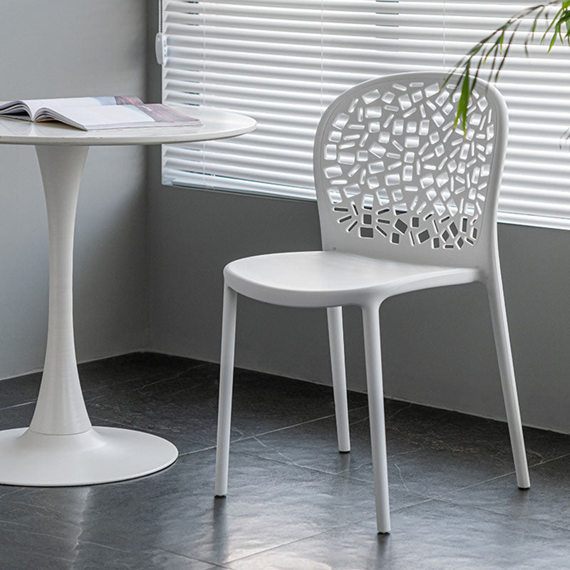 Scandinavische open achterkant Dining Side stoel Plastic Dining Armless Stoel