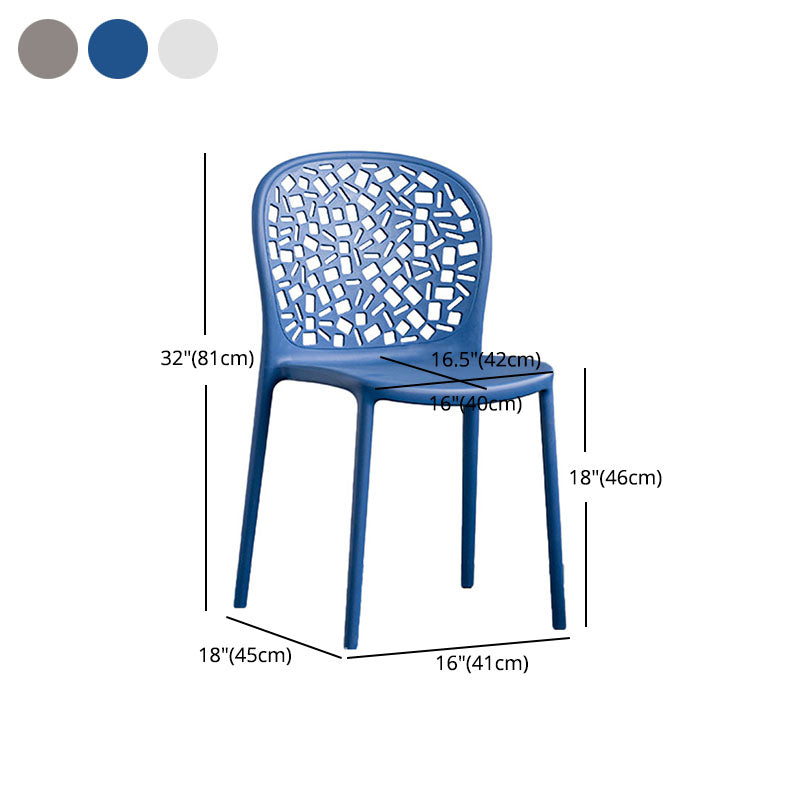 Scandinavische open achterkant Dining Side stoel Plastic Dining Armless Stoel