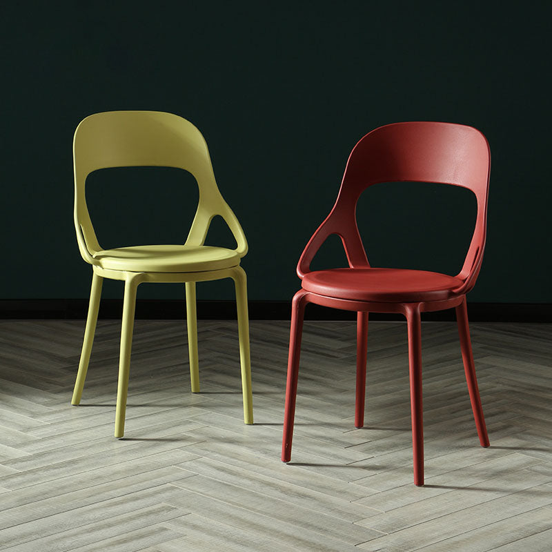 Sillas de comedor sin brazos con respaldo abierto escandinavo, silla lateral de plástico