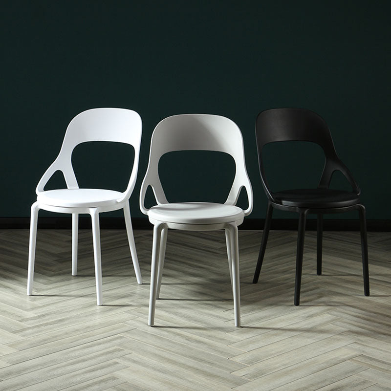 Sillas de comedor sin brazos con respaldo abierto escandinavo, silla lateral de plástico