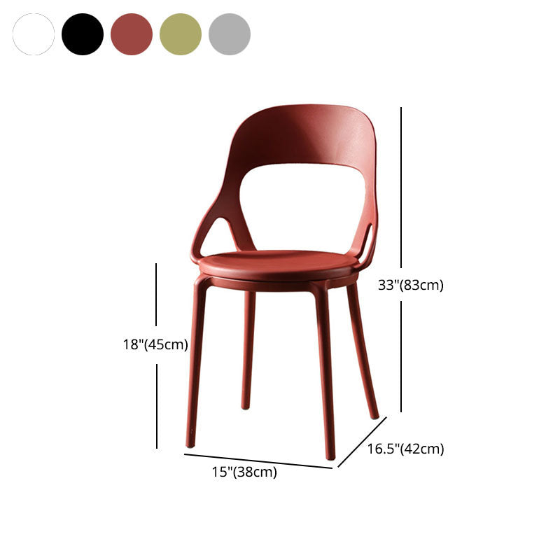Sillas de comedor sin brazos con respaldo abierto escandinavo, silla lateral de plástico