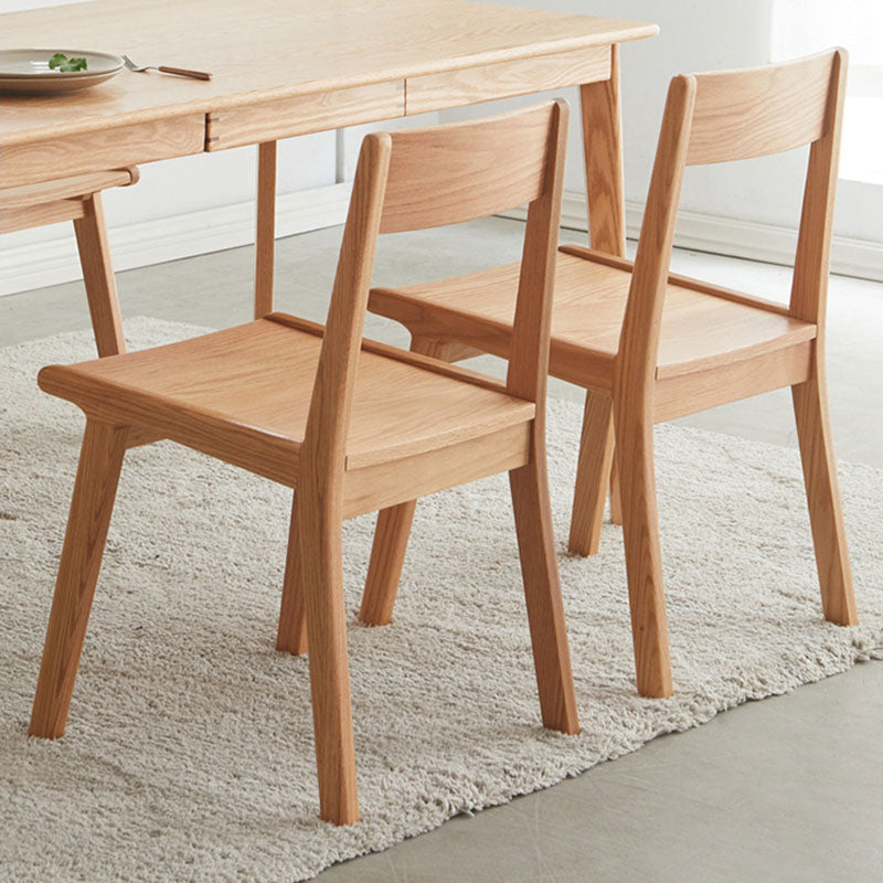 Silla con respaldo abierto de estilo contemporáneo, silla sin brazos con patas de madera para cocina