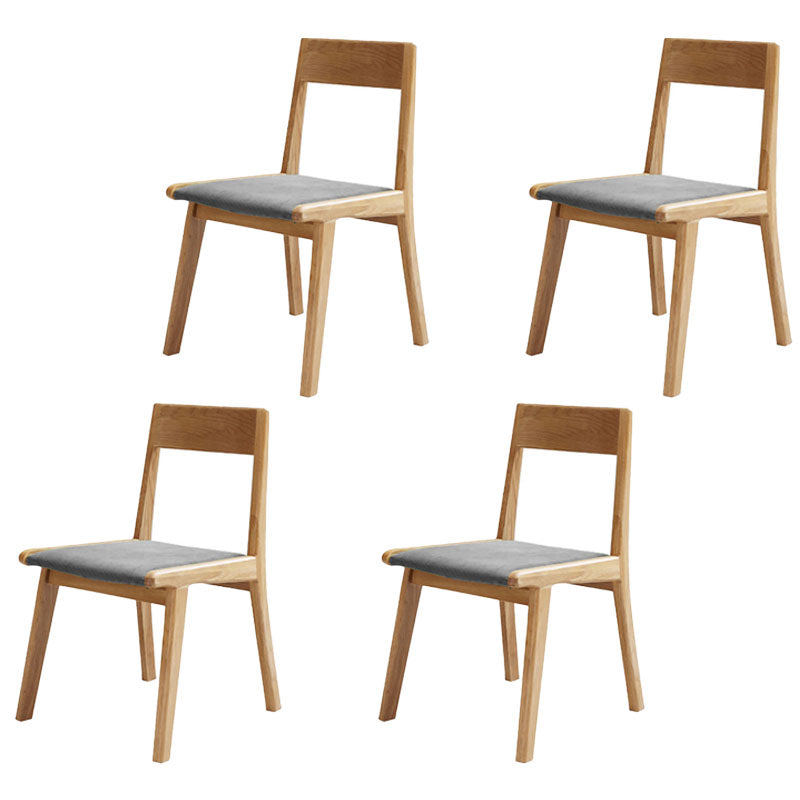 Silla con respaldo abierto de estilo contemporáneo, silla sin brazos con patas de madera para cocina