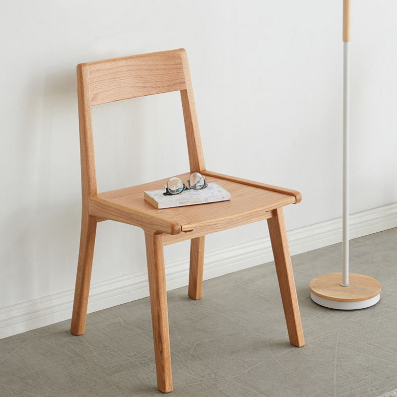 Silla con respaldo abierto de estilo contemporáneo, silla sin brazos con patas de madera para cocina