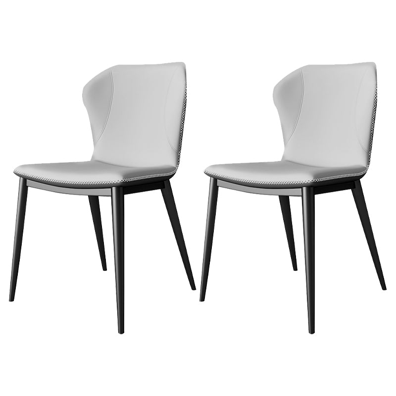 Silla lateral casera de cuero moderna con respaldo mate Silla de comedor