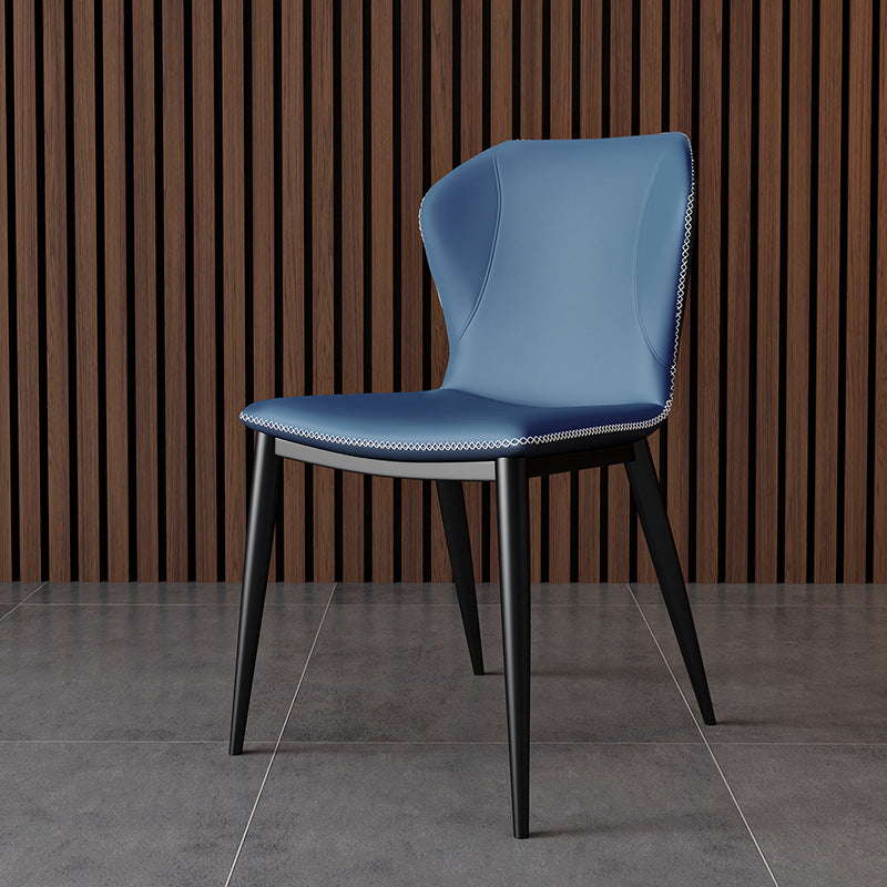 Silla lateral casera de cuero moderna con respaldo mate Silla de comedor