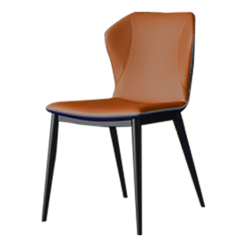Silla lateral casera de cuero moderna con respaldo mate Silla de comedor