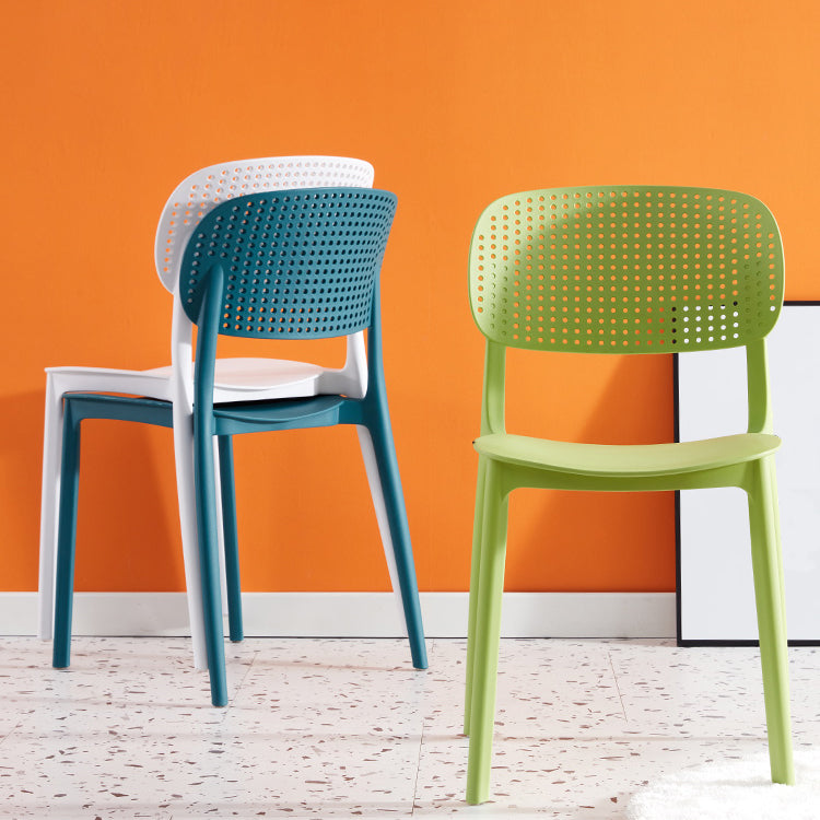 Silla escandinava de plástico para comedor, cocina, silla lateral con respaldo abierto
