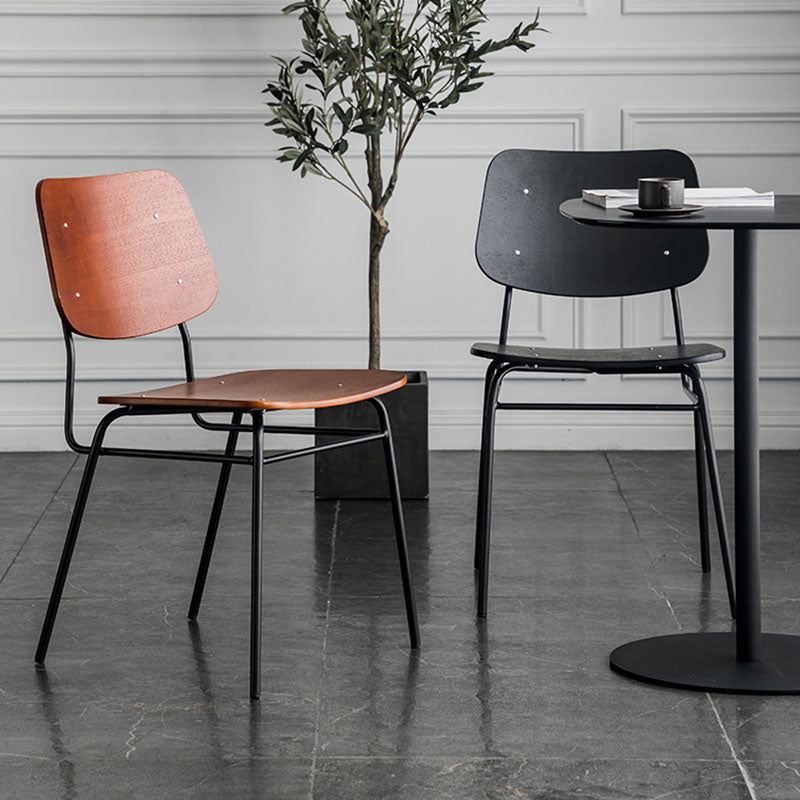 Sillas de comedor sin brazos con respaldo abierto de estilo industrial, sillas de comedor de madera para el hogar