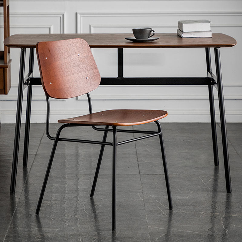 Sillas de comedor sin brazos con respaldo abierto de estilo industrial, sillas de comedor de madera para el hogar