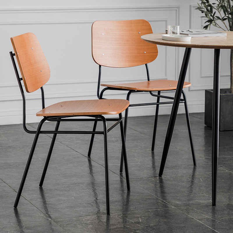 Sillas de comedor sin brazos con respaldo abierto de estilo industrial, sillas de comedor de madera para el hogar