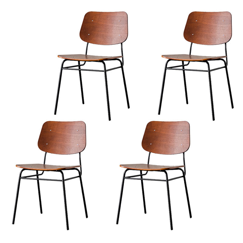 Sillas de comedor sin brazos con respaldo abierto de estilo industrial, sillas de comedor de madera para el hogar