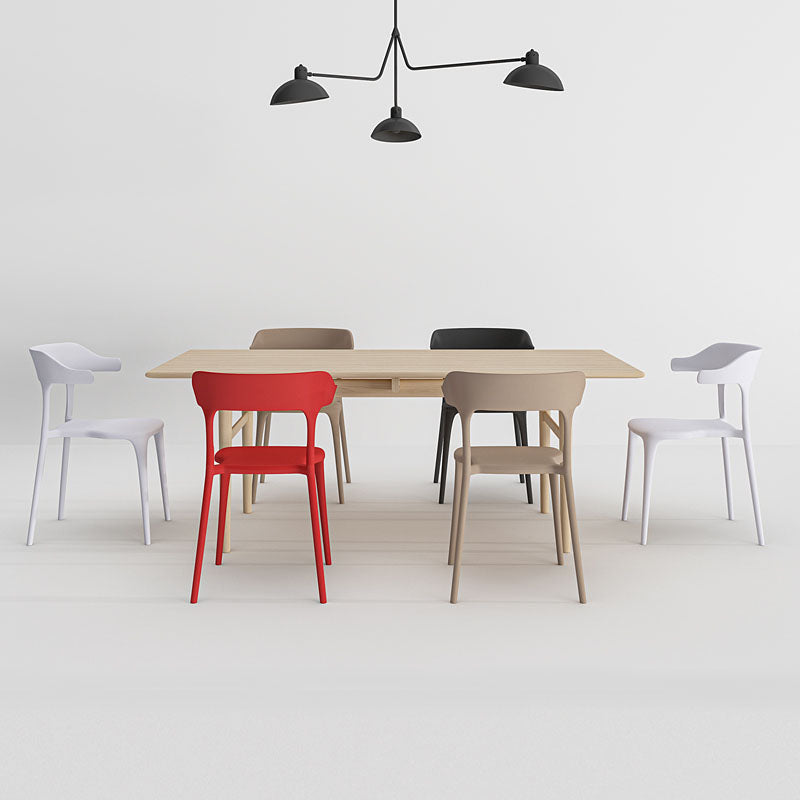 Sillas de comedor de plástico de estilo nórdico, respaldo abierto, silla lateral para uso doméstico