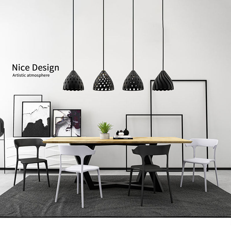 Sillas de comedor de plástico de estilo nórdico, respaldo abierto, silla lateral para uso doméstico