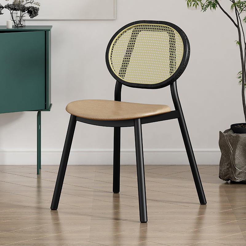 Silla lateral de comedor escandinava con respaldo abierto para silla lateral de comedor de cuero para el hogar