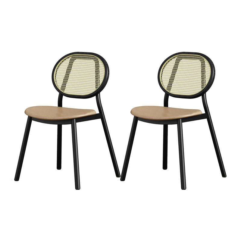 Silla lateral de comedor escandinava con respaldo abierto para silla lateral de comedor de cuero para el hogar